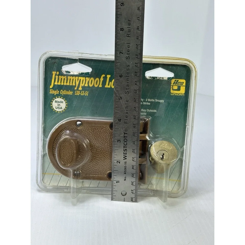 VTG Ilco JimmyProof Dead Bolt Lock 530-53-51 Single Cylinder NOS Bronze Finish